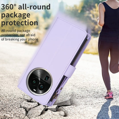 OPPO Find X6 Pro Leather Flip Phone Case with Zipper Wallet and 9 Card Slots, Durable PU + TPU Material