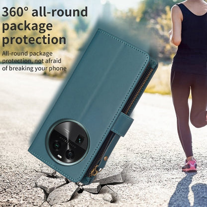 OPPO Find X6 Leather Flip Phone Case with Zipper Wallet and 9 Card Slots, Durable PU + TPU Material