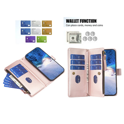 Realme C53 Leather Flip Phone Case with Zipper Wallet and 9 Card Slots, Durable PU + TPU Material