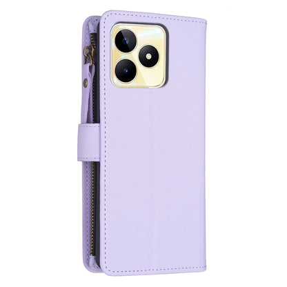 Realme C53 Leather Flip Phone Case with Zipper Wallet and 9 Card Slots, Durable PU + TPU Material