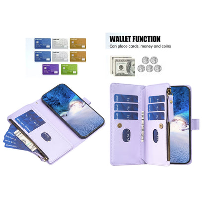 Realme C53 Leather Flip Phone Case with Zipper Wallet and 9 Card Slots, Durable PU + TPU Material