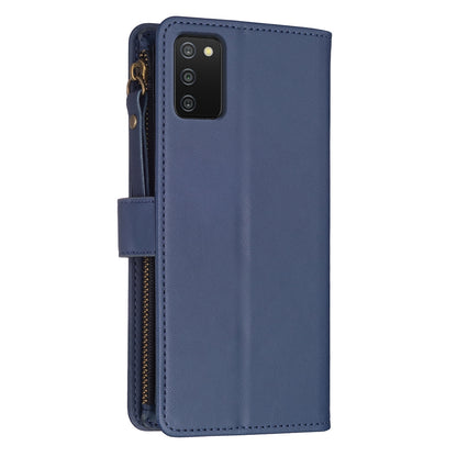 Samsung Galaxy A03s Leather Flip Phone Case with Zipper Wallet and 9 Card Slots, Durable PU + TPU Material