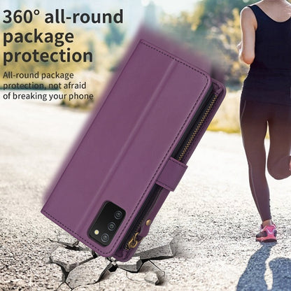 Samsung Galaxy A03s Leather Flip Phone Case with Zipper Wallet and 9 Card Slots, Durable PU + TPU Material