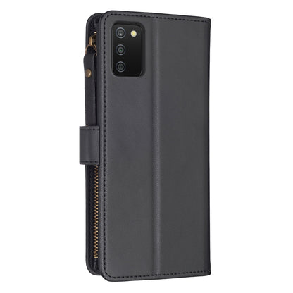 Samsung Galaxy A03s Leather Flip Phone Case with Zipper Wallet and 9 Card Slots, Durable PU + TPU Material