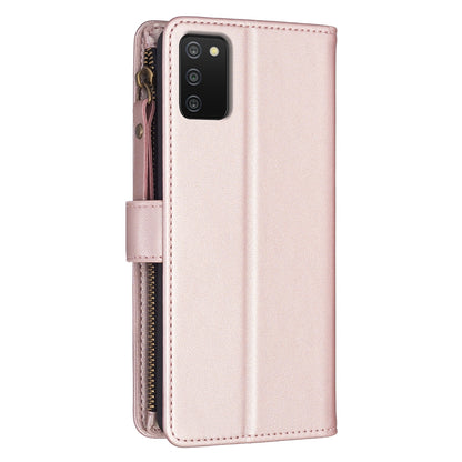 Samsung Galaxy A03s Leather Flip Phone Case with Zipper Wallet and 9 Card Slots, Durable PU + TPU Material