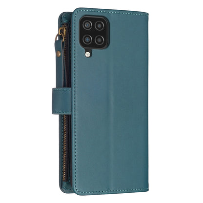 Samsung Galaxy A12 Leather Flip Phone Case with Zipper Wallet and 9 Card Slots, Durable PU + TPU Material