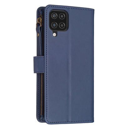 Samsung Galaxy A12 Leather Flip Phone Case with Zipper Wallet and 9 Card Slots, Durable PU + TPU Material