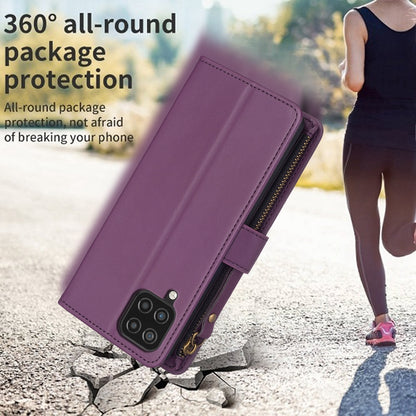 Samsung Galaxy A12 Leather Flip Phone Case with Zipper Wallet and 9 Card Slots, Durable PU + TPU Material