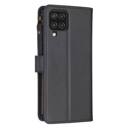 Samsung Galaxy A12 Leather Flip Phone Case with Zipper Wallet and 9 Card Slots, Durable PU + TPU Material