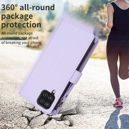 Samsung Galaxy A12 Leather Flip Phone Case with Zipper Wallet and 9 Card Slots, Durable PU + TPU Material