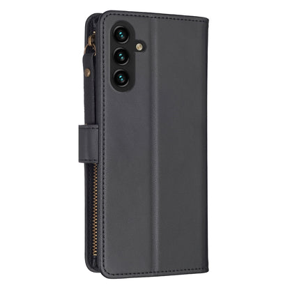 Samsung Galaxy A13 Leather Flip Phone Case with Zipper Wallet and 9 Card Slots, Durable PU + TPU Material