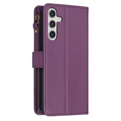 Samsung Galaxy A14 Leather Flip Phone Case with Zipper Wallet and 9 Card Slots, Durable PU + TPU Material