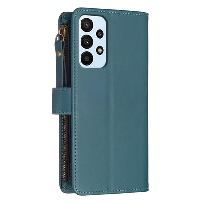Samsung Galaxy A23 4G Leather Flip Phone Case with Zipper Wallet and 9 Card Slots, Durable PU + TPU Material