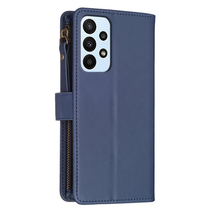 Samsung Galaxy A23 4G Leather Flip Phone Case with Zipper Wallet and 9 Card Slots, Durable PU + TPU Material
