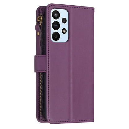 Samsung Galaxy A23 4G Leather Flip Phone Case with Zipper Wallet and 9 Card Slots, Durable PU + TPU Material