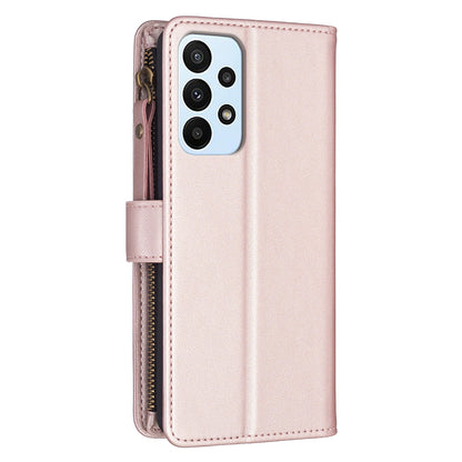 Samsung Galaxy A23 4G Leather Flip Phone Case with Zipper Wallet and 9 Card Slots, Durable PU + TPU Material