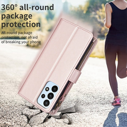 Samsung Galaxy A23 4G Leather Flip Phone Case with Zipper Wallet and 9 Card Slots, Durable PU + TPU Material