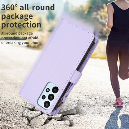 Samsung Galaxy A23 4G Leather Flip Phone Case with Zipper Wallet and 9 Card Slots, Durable PU + TPU Material