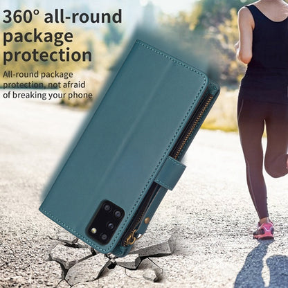 Samsung Galaxy A31 Leather Flip Phone Case with Zipper Wallet and 9 Card Slots, Durable PU + TPU Material