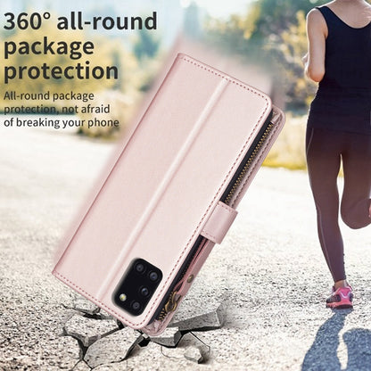 Samsung Galaxy A31 Leather Flip Phone Case with Zipper Wallet and 9 Card Slots, Durable PU + TPU Material