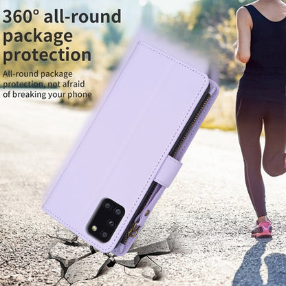 Samsung Galaxy A31 Leather Flip Phone Case with Zipper Wallet and 9 Card Slots, Durable PU + TPU Material