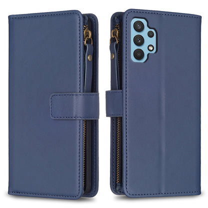 Samsung Galaxy A32 4G Leather Flip Phone Case with Zipper Wallet and 9 Card Slots, Durable PU + TPU Material