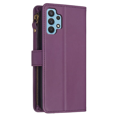 Samsung Galaxy A32 4G Leather Flip Phone Case with Zipper Wallet and 9 Card Slots, Durable PU + TPU Material