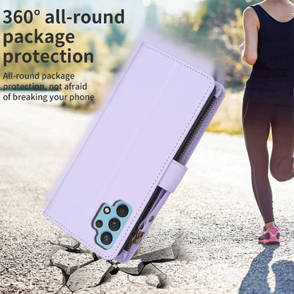 Samsung Galaxy A32 4G Leather Flip Phone Case with Zipper Wallet and 9 Card Slots, Durable PU + TPU Material