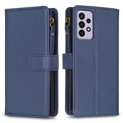 Samsung Galaxy A33 Leather Flip Phone Case with Zipper Wallet and 9 Card Slots, Durable PU + TPU Material