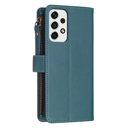 Samsung Galaxy A53 Leather Flip Phone Case with Zipper Wallet and 9 Card Slots, Durable PU + TPU Material