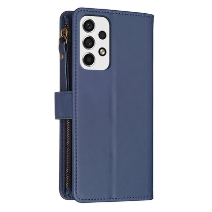 Samsung Galaxy A53 Leather Flip Phone Case with Zipper Wallet and 9 Card Slots, Durable PU + TPU Material