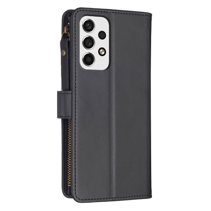 Samsung Galaxy A53 Leather Flip Phone Case with Zipper Wallet and 9 Card Slots, Durable PU + TPU Material