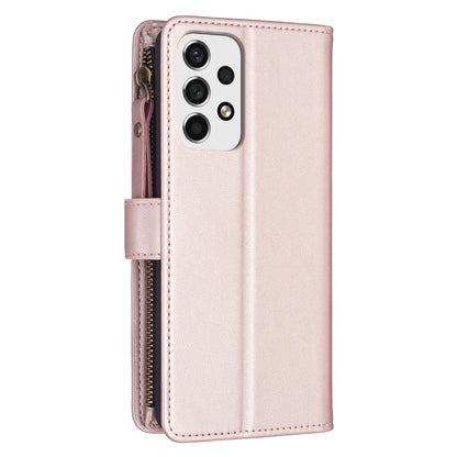 Samsung Galaxy A53 Leather Flip Phone Case with Zipper Wallet and 9 Card Slots, Durable PU + TPU Material