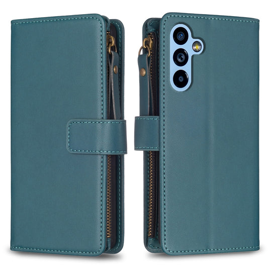 Samsung Galaxy A54 5G Leather Flip Phone Case with Zipper Wallet and 9 Card Slots, Durable PU + TPU Material