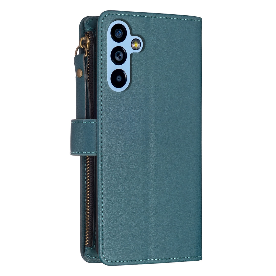 Samsung Galaxy A54 5G Leather Flip Phone Case with Zipper Wallet and 9 Card Slots, Durable PU + TPU Material