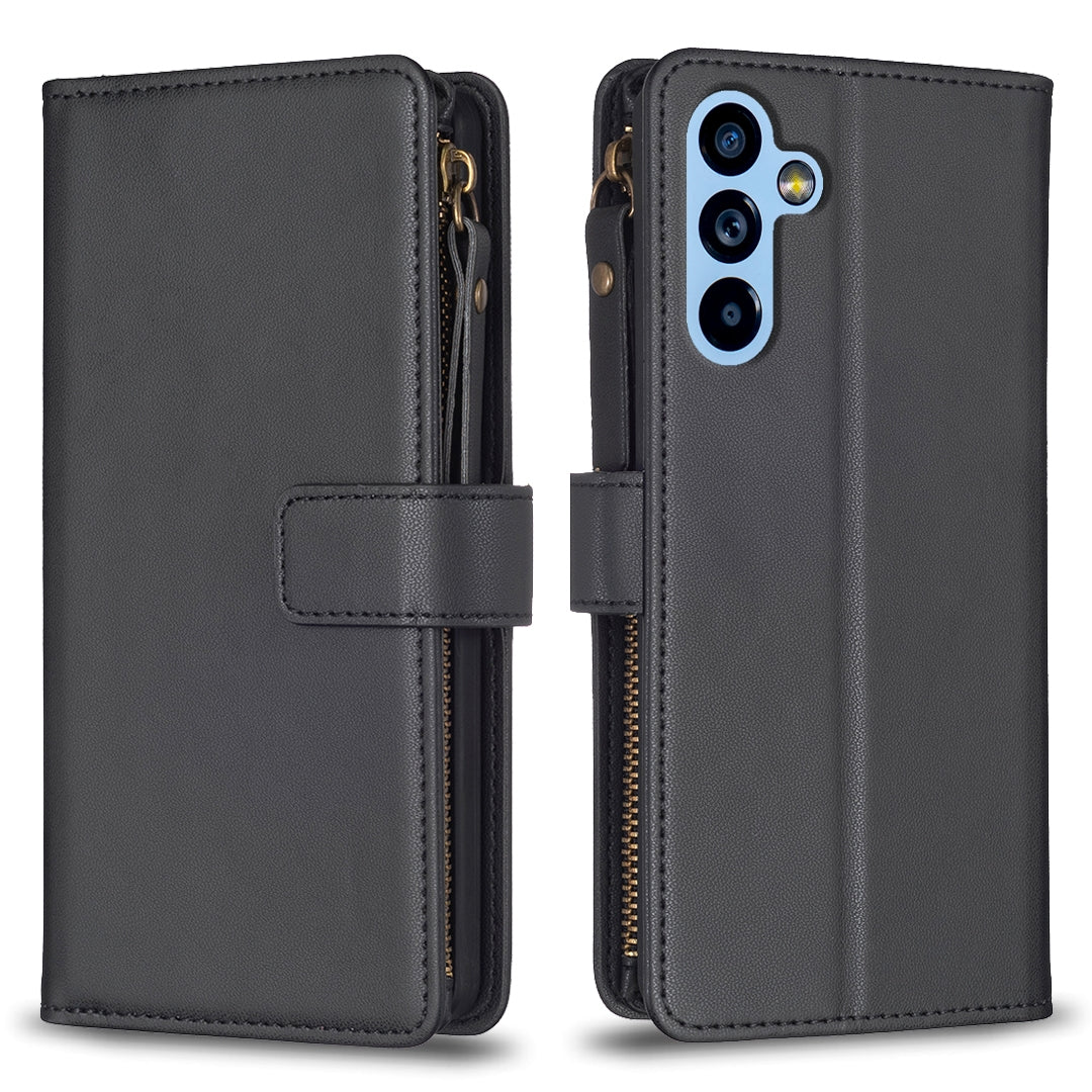 Samsung Galaxy A54 5G Leather Flip Phone Case with Zipper Wallet and 9 Card Slots, Durable PU + TPU Material