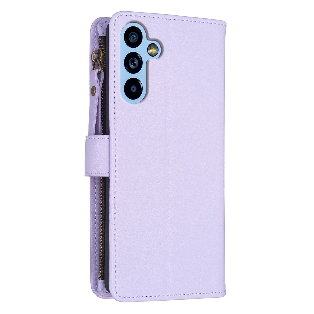 Samsung Galaxy A54 5G Leather Flip Phone Case with Zipper Wallet and 9 Card Slots, Durable PU + TPU Material