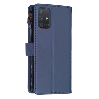 Samsung Galaxy A71 4G Leather Flip Phone Case with Zipper Wallet and 9 Card Slots, Durable PU + TPU Material