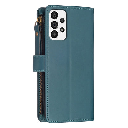 Samsung Galaxy A73 5G Leather Flip Phone Case with Zipper Wallet and 9 Card Slots, Durable PU + TPU Material