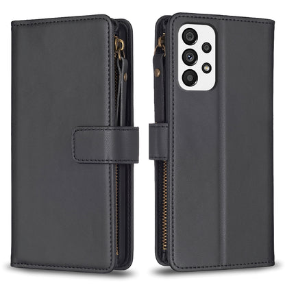 Samsung Galaxy A73 5G Leather Flip Phone Case with Zipper Wallet and 9 Card Slots, Durable PU + TPU Material