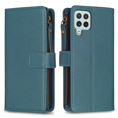 Samsung Galaxy A22 4G Leather Flip Phone Case with Zipper Wallet and 9 Card Slots, Durable PU + TPU Material