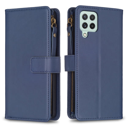 Samsung Galaxy A22 4G Leather Flip Phone Case with Zipper Wallet and 9 Card Slots, Durable PU + TPU Material