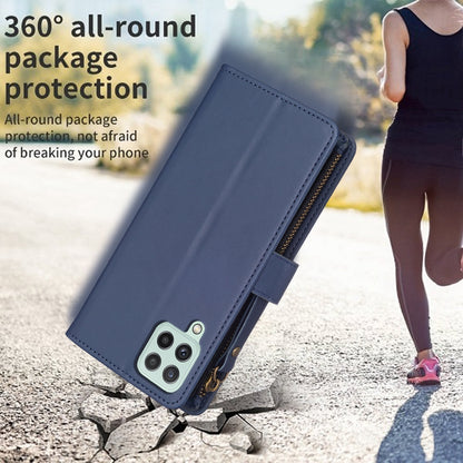 Samsung Galaxy A22 4G Leather Flip Phone Case with Zipper Wallet and 9 Card Slots, Durable PU + TPU Material