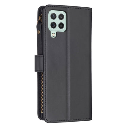 Samsung Galaxy A22 4G Leather Flip Phone Case with Zipper Wallet and 9 Card Slots, Durable PU + TPU Material
