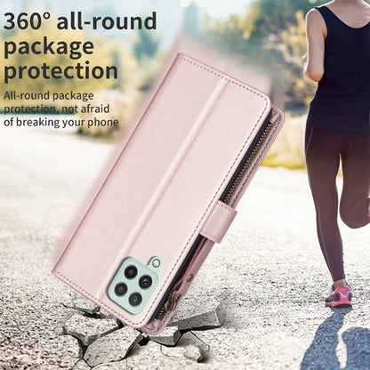 Samsung Galaxy A22 4G Leather Flip Phone Case with Zipper Wallet and 9 Card Slots, Durable PU + TPU Material