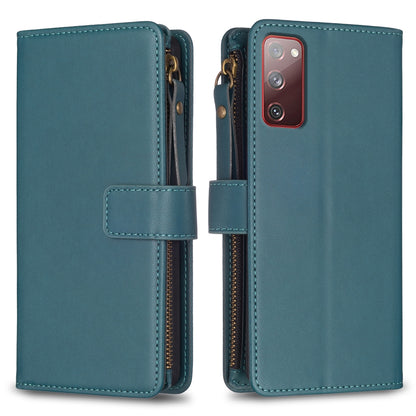 Samsung Galaxy S20 FE Leather Flip Phone Case with Zipper Wallet and 9 Card Slots, Durable PU + TPU Material