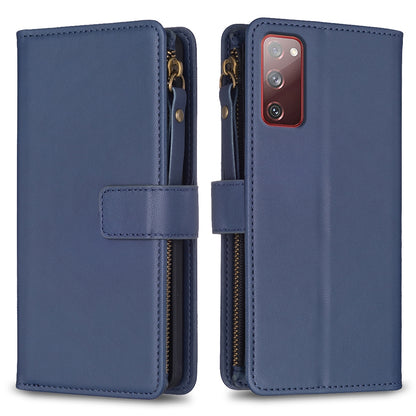 Samsung Galaxy S20 FE Leather Flip Phone Case with Zipper Wallet and 9 Card Slots, Durable PU + TPU Material