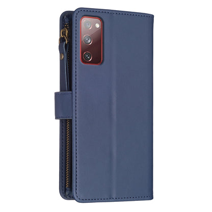 Samsung Galaxy S20 FE Leather Flip Phone Case with Zipper Wallet and 9 Card Slots, Durable PU + TPU Material