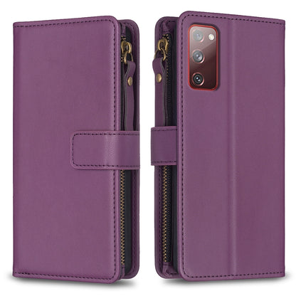 Samsung Galaxy S20 FE Leather Flip Phone Case with Zipper Wallet and 9 Card Slots, Durable PU + TPU Material