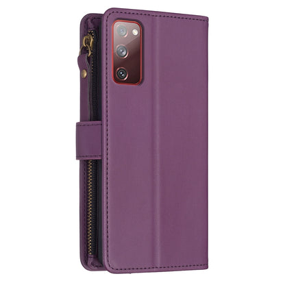 Samsung Galaxy S20 FE Leather Flip Phone Case with Zipper Wallet and 9 Card Slots, Durable PU + TPU Material